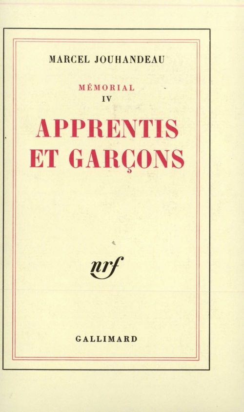 ebook cover of Mémorial (Tome 4) - Apprentis et garçons, by Marcel Jouhandeau