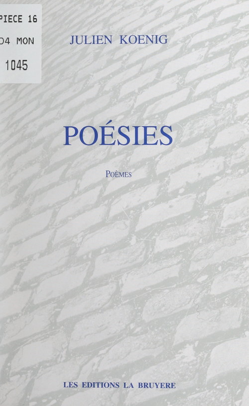 Couverture ebook de Poésies, de Julien Koenig