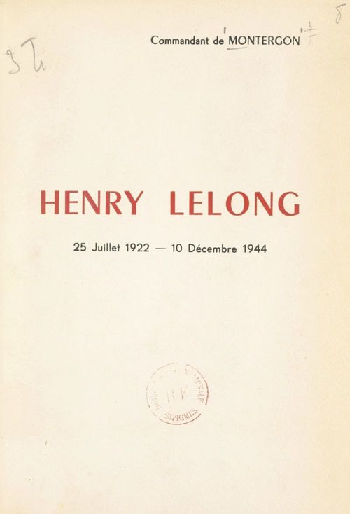 Couverture ebook de Henry Lelong, de Camille De Montergon