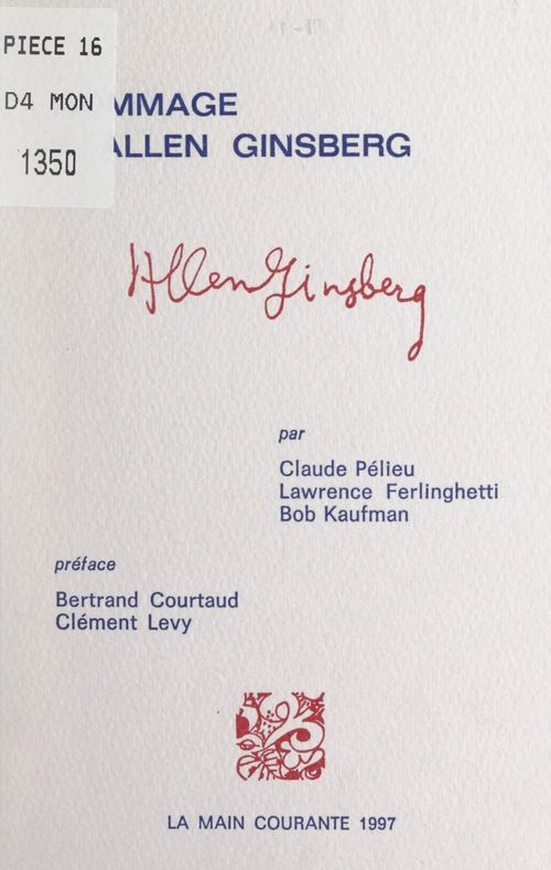 ebook cover of Hommage à Allen Ginsberg, by Bob Kaufman, Claude Pelieu, Lawrence Ferlinghetti