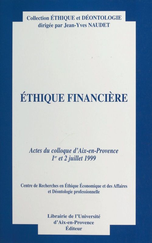 Couverture ebook de Éthique financière, de Collectif, Jean-yves Naudet