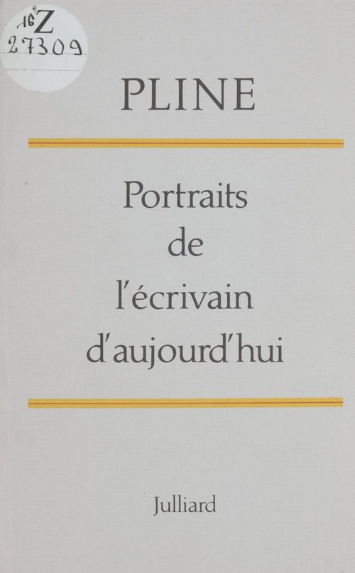 ebook cover of Portraits de l'écrivain d'aujourd'hui, by Pline le jeune