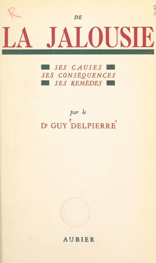 Couverture ebook de De la jalousie, de Guy Delpierre