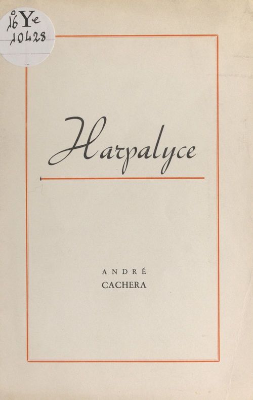 Couverture ebook de Harpalyce, de Andre Cachera