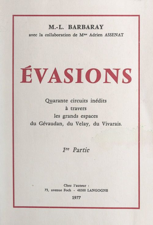 ebook cover of Évasions, by Marie-Louise Barbaray