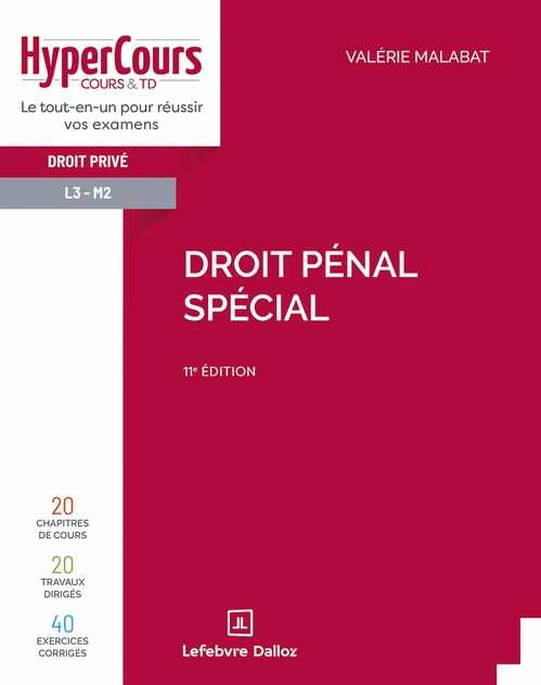 ebook cover of Droit pénal spécial 11ed, by Valérie Malabat