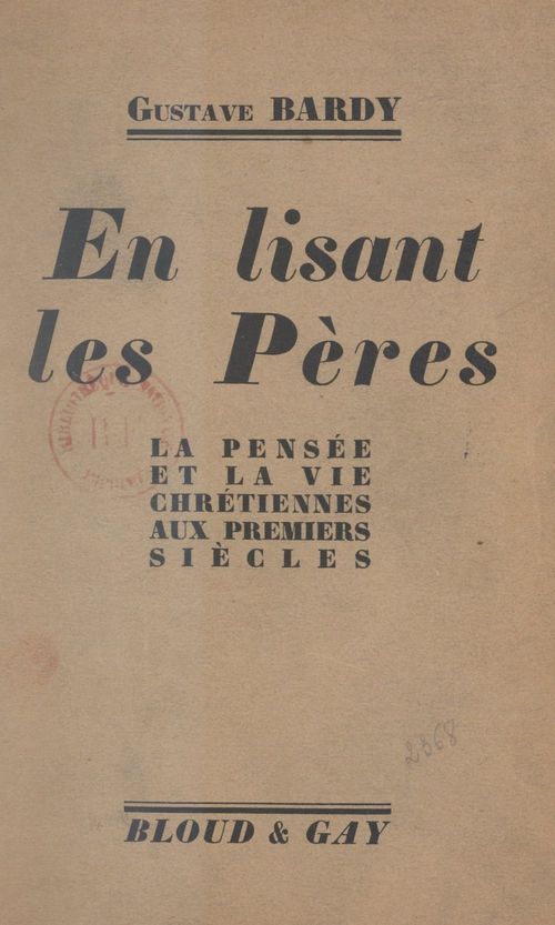 ebook cover of En lisant les Pères, by Gustave Bardy