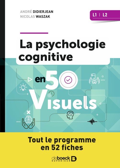 ebook cover of Psychologie cognitive en 50 visuels - Licences 1 et 2, by André Didierjean, Nicolas Waszak