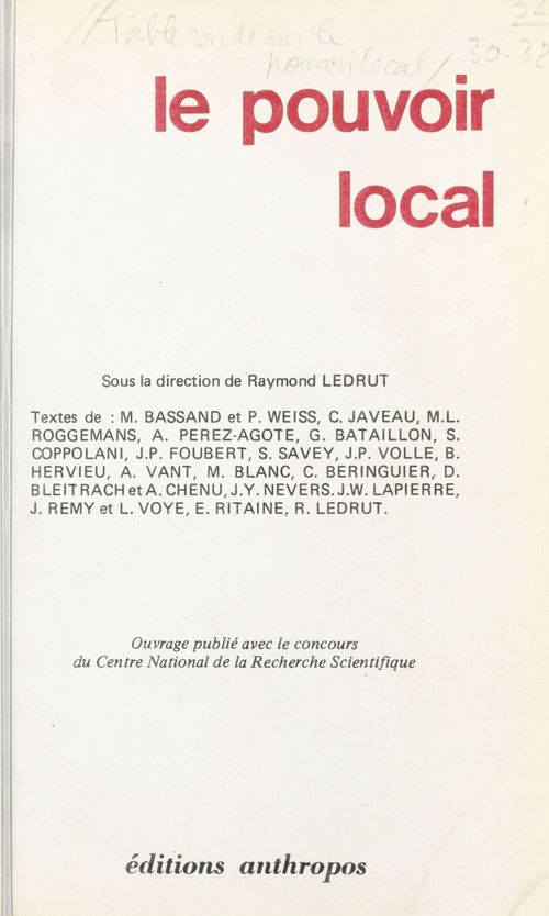 Couverture ebook de Le pouvoir local, de Raymond Ledrut