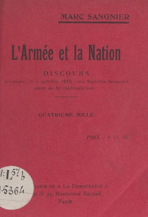 ebook cover of L'armée et la nation, by Marc Sangnier
