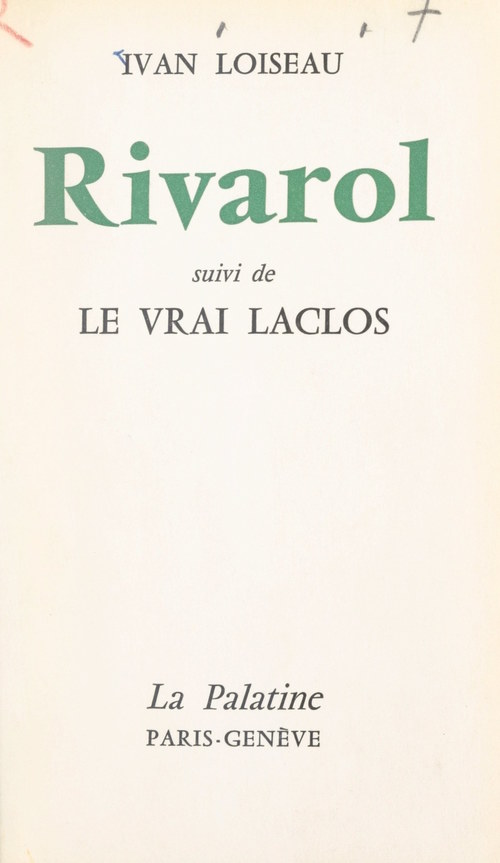 Couverture ebook de Rivarol, de Yvan Loiseau