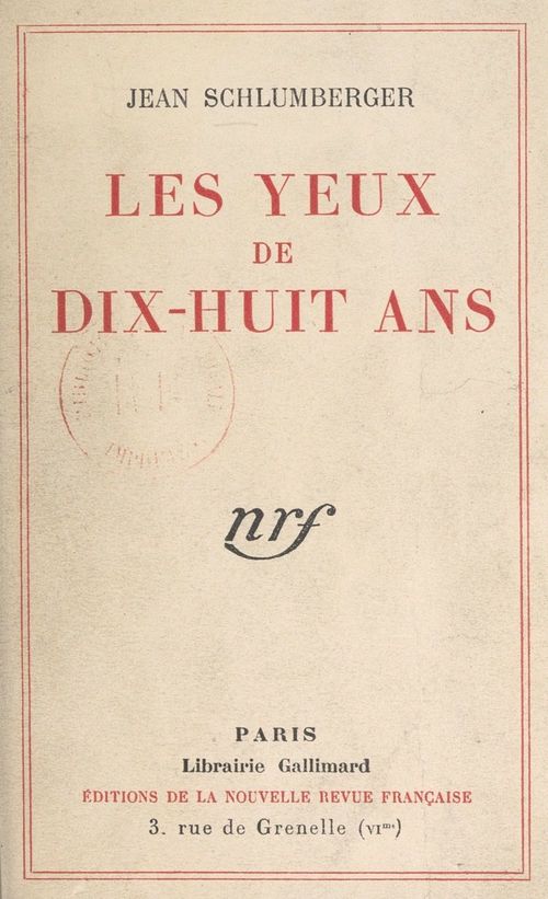 ebook cover of Les yeux de dix-huit ans, by Jean Schlumberger