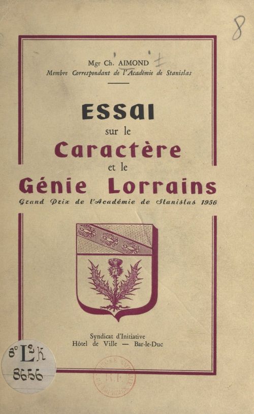 ebook cover of Essai sur le caractère et le génie lorrains, by Charles Aimond