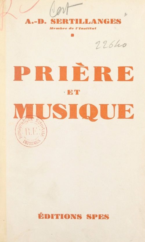 Couverture ebook de Prière et musique, de Antonin-Dalmace Sertillanges