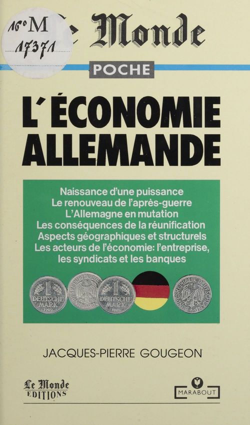 ebook cover of L'économie allemande, by Gougeon