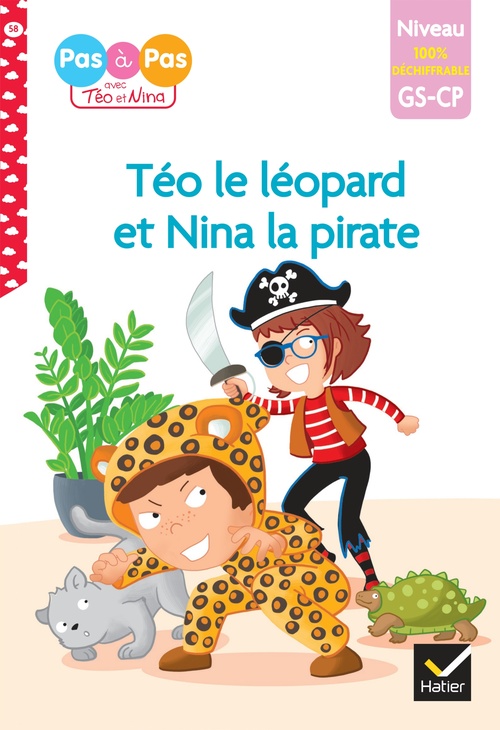ebook cover of Téo et Nina - premières lectures 100% déchiffrable - Téo le léopard et Nina la pirate, by Isabelle Chavigny, Marie-Hélène Van Tilbeurgh