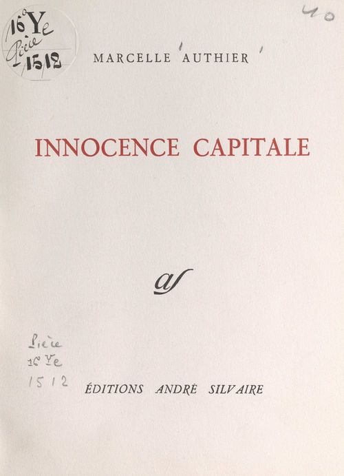 Couverture ebook de Innocence capitale, de Marcelle Authier