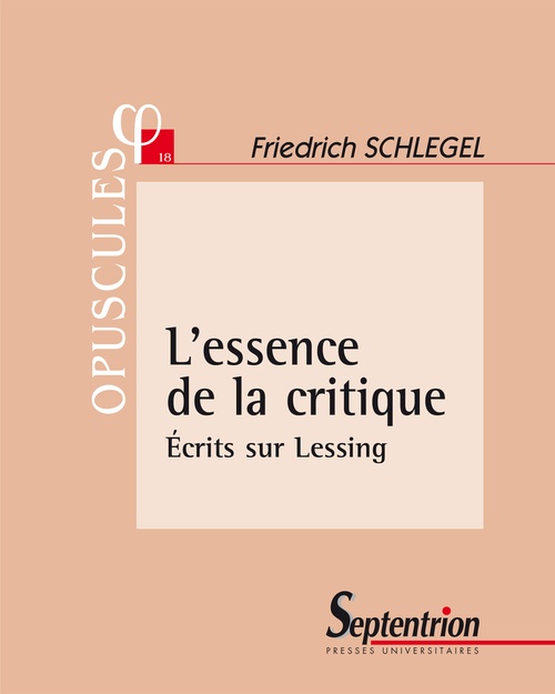 Couverture ebook de L´essence de la critique, de Pu Septentrion