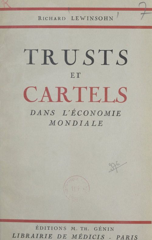 ebook cover of Trusts et cartels dans l'économie mondiale, by Richard Lewinsohn