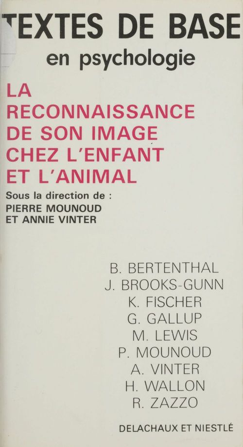 ebook cover of La Reconnaissance de son image chez l'enfant et l'animal, by Mounoud/Vinter