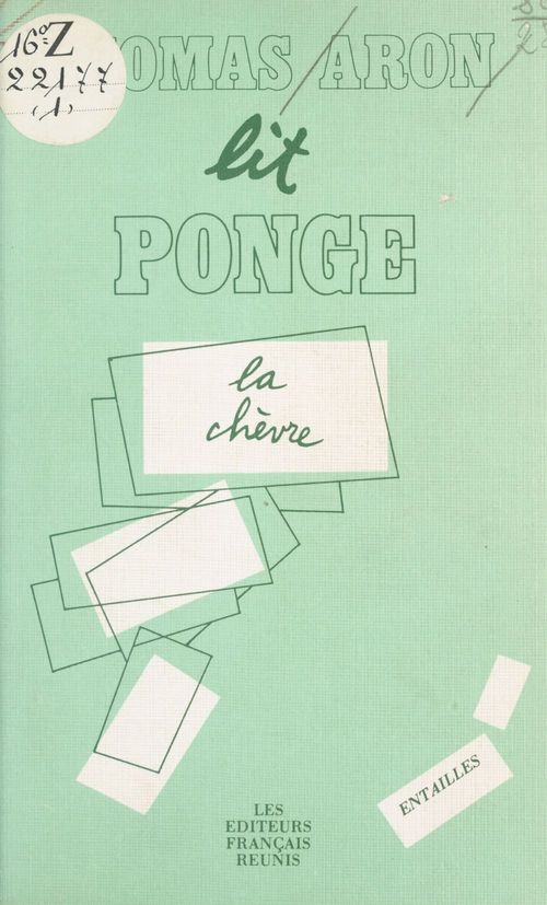 Couverture ebook de L'Objet du texte et le texte-objet : «La Chèvre» de Francis Ponge, de Thomas Aron