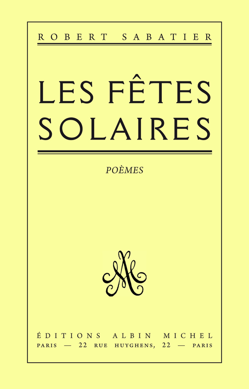 ebook cover of Les Fêtes solaires, by Robert Sabatier
