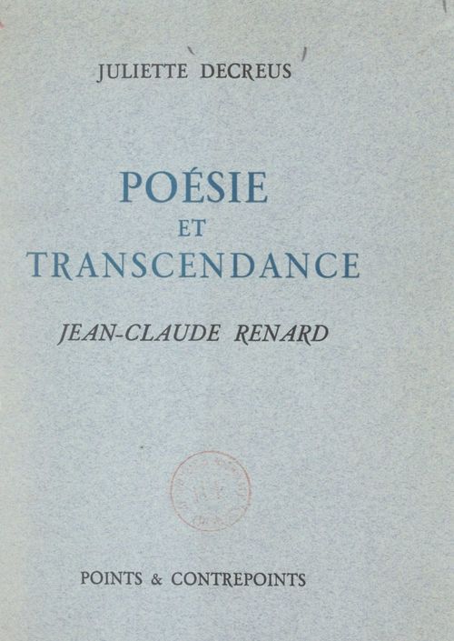 Couverture ebook de Poésie et transcendance, de Juliette Decreus