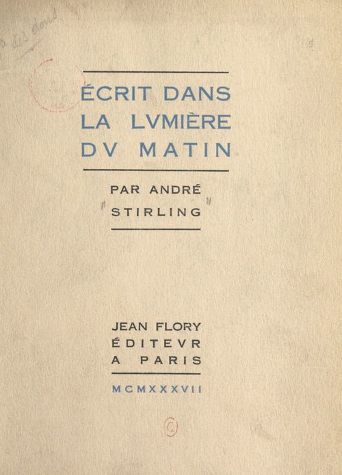 ebook cover of Écrit dans la lumière du matin, by Andre Stirling