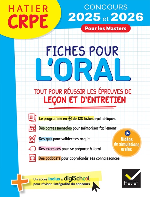ebook cover of Hatier CRPE -  Fiches pour l'épreuve orale de leçon et d'entretien - 2025/2026, by Emilie Le Phat Tan, Jérômine Daumat-Magnin