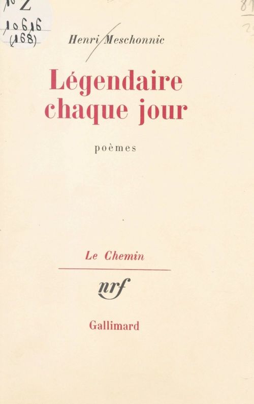 Couverture ebook de Légendaire chaque jour, de Henri Meschonnic