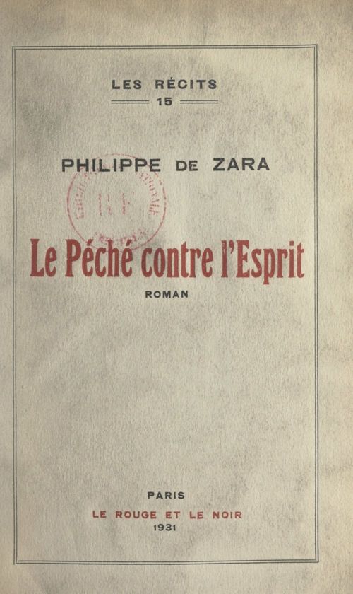 Couverture ebook de Le péché contre l'esprit, de Philippe De Zara