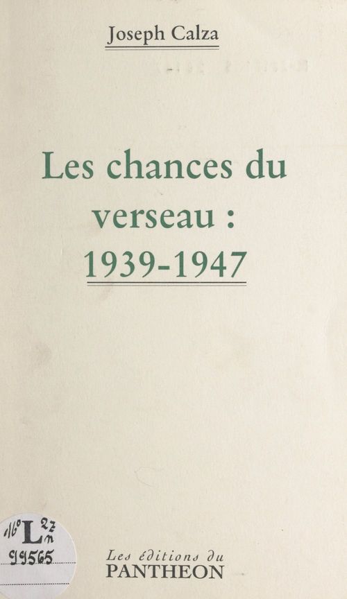 Couverture ebook de Les chances du Verseau : 1939-1947, de Joseph Calza