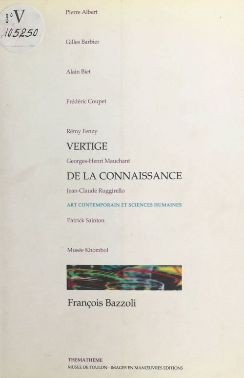 ebook cover of Vertige de la connaissance : art contemporain et sciences humaines, by François Bazzoli