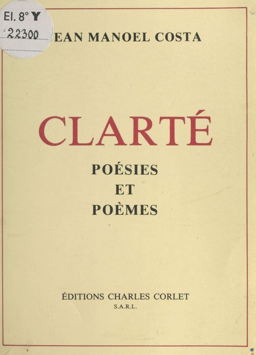 Couverture ebook de Clarté, de Jean Manoel Costa