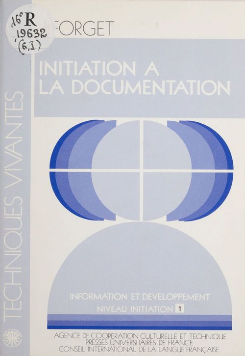 Couverture ebook de Initiation à la documentation, de Forget J.