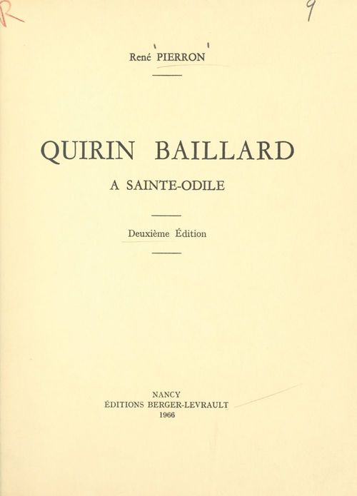 Couverture ebook de Quirin Baillard à Sainte-Odile, de Rene Pierron