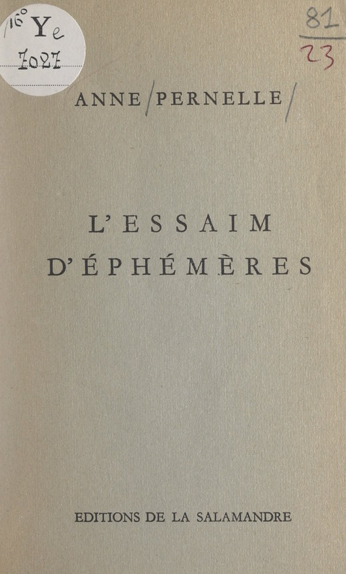 Couverture ebook de L'essaim d'éphémères, de Anne Pernelle