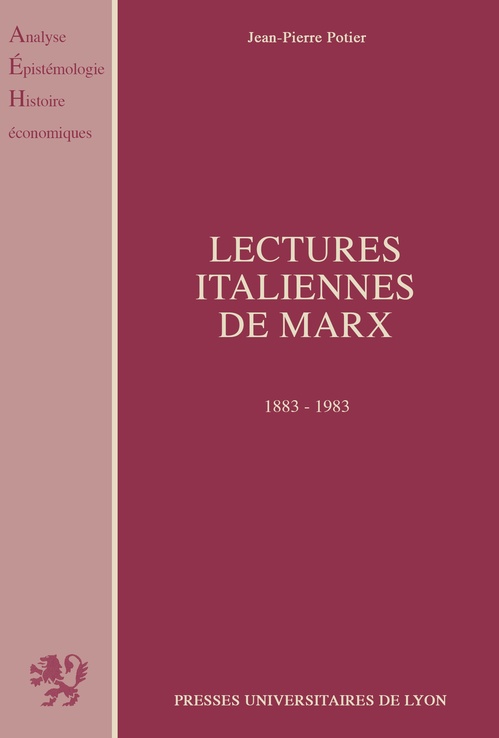 Couverture ebook de Lectures italiennes de Marx, de Jean-Pierre Potier