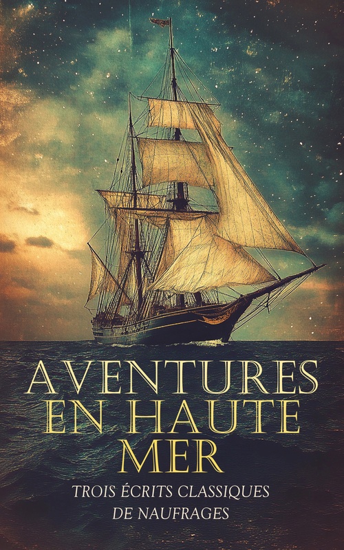 ebook cover of Aventures en Haute Mer : Trois Écrits Classiques de Naufrages, by Daniel Defoe, Jules Verne, Johann David Wyss