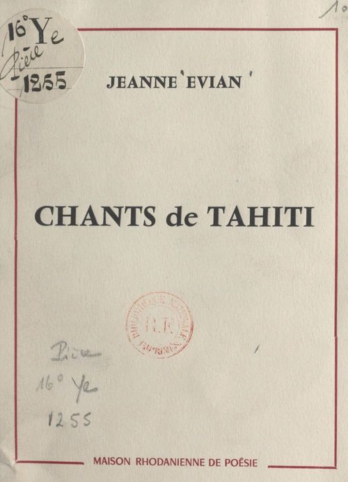 Couverture ebook de Chants de Tahiti, de Jeanne Evian