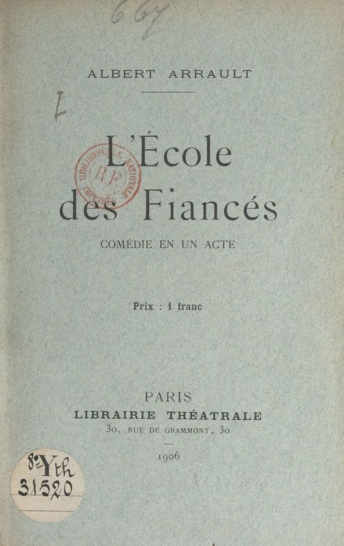Couverture ebook de L'école des fiancés, de Albert Arrault