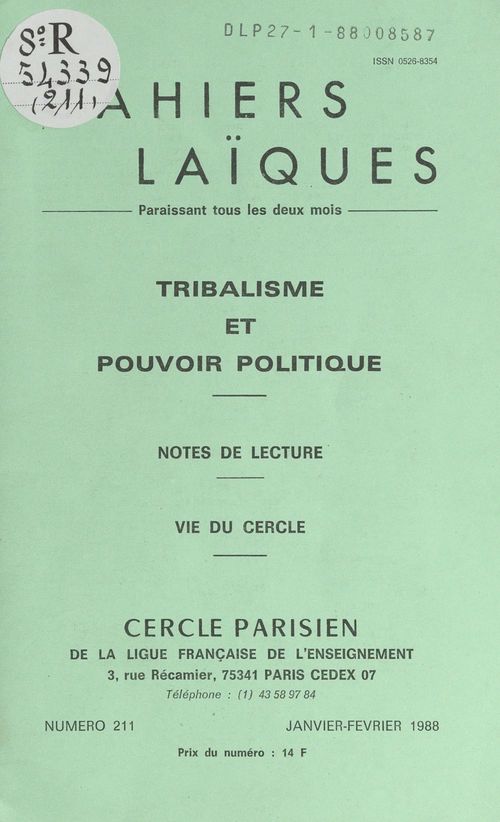 ebook cover of Tribalisme et pouvoir politique, by Pierre Adossama