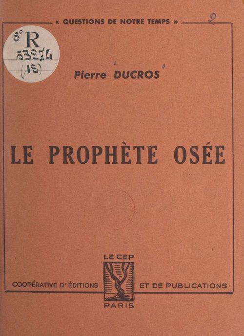 ebook cover of Le prophète Osée, by Pierre Ducros