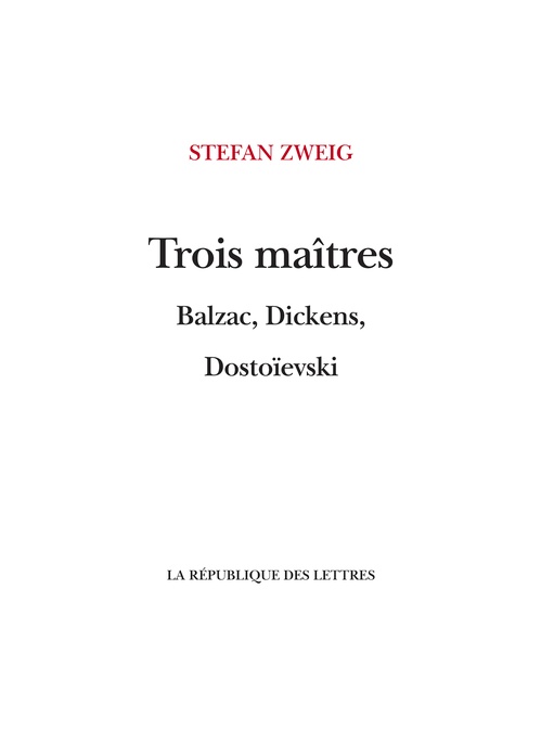 Couverture ebook de Trois Maîtres, de Stefan Zweig