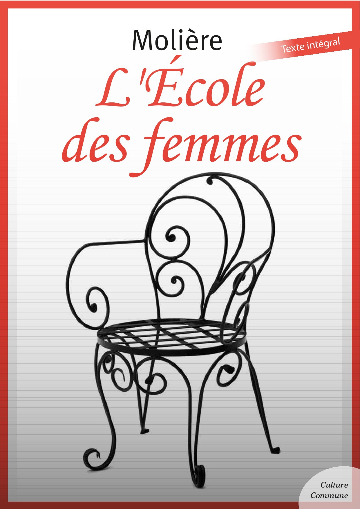 Couverture ebook de L'École des femmes, de Molière