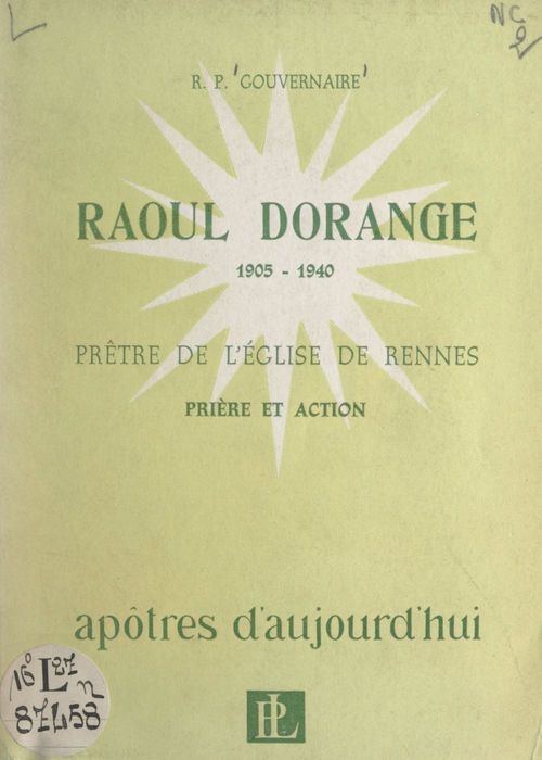 ebook cover of Raoul Dorange, prêtre de l'Église de Rennes, 1905-1940, by Jean Gouvernaire