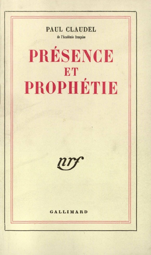 ebook cover of Présence et prophétie, by Paul Claudel