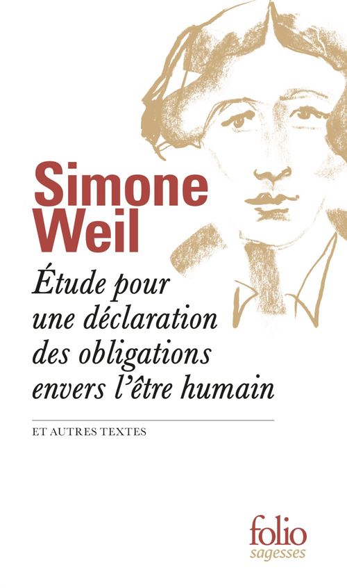 Couverture ebook de Étude pour une déclaration des obligations envers l'être humain et autres textes, de Simone Weil