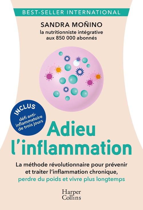 Couverture ebook de Adieu l'inflammation, de Sandra Moñino