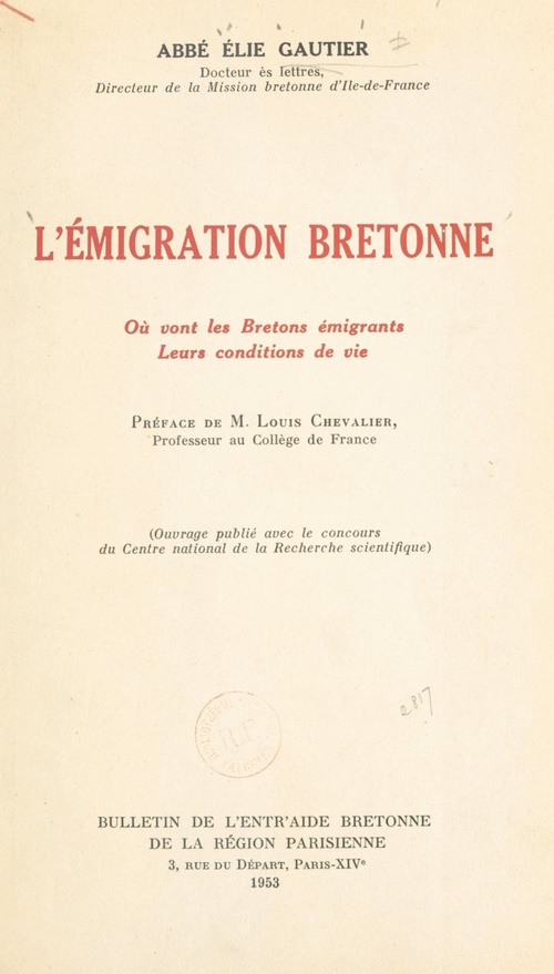 ebook cover of L'émigration bretonne, by Elie Gautier
